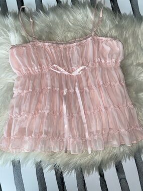Delicate Pink babydoll Ruffled Cami Top